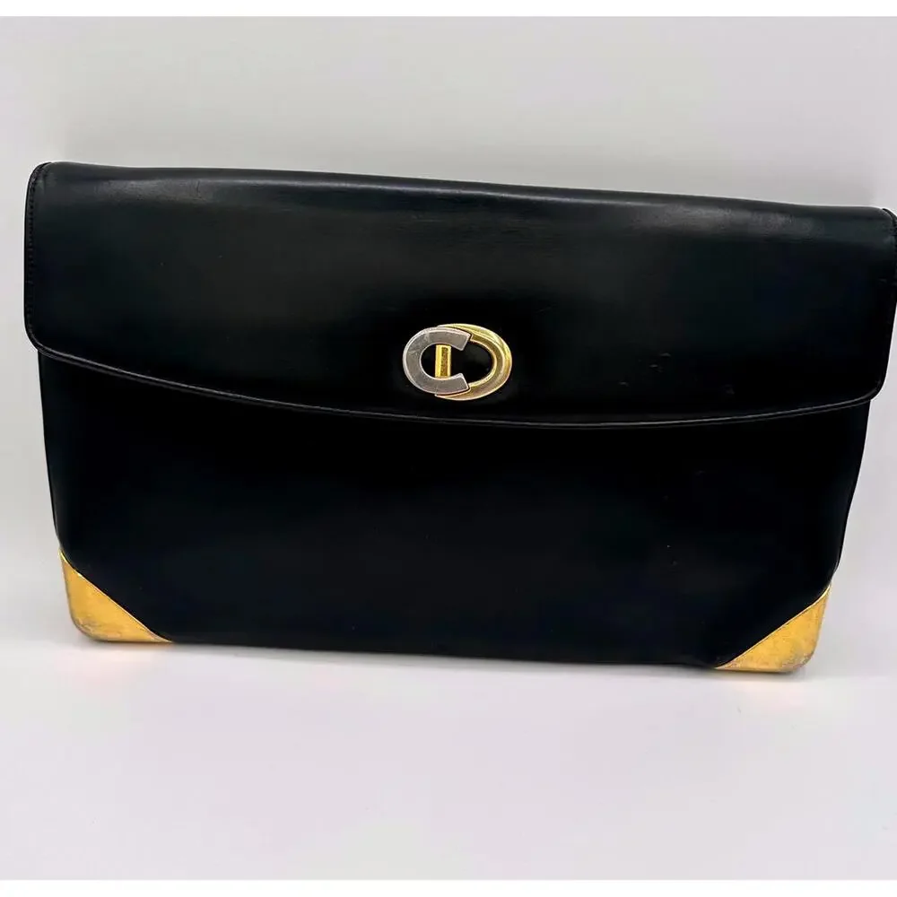 Christian Dior Leather Shoulder Bag CD Logo Plate/Black, GUC - Picture 1 of 13